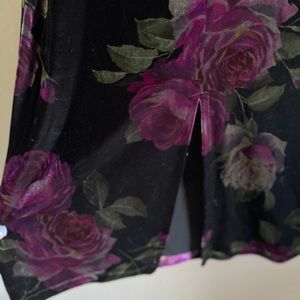 Floral Velvet Mid Length Skirt
